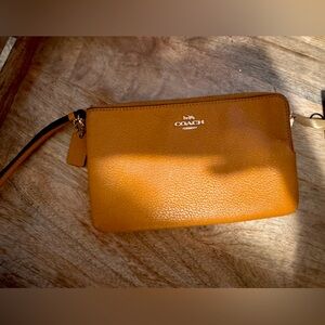 Coach Tan Pebbled Leather Clutch Wristlet